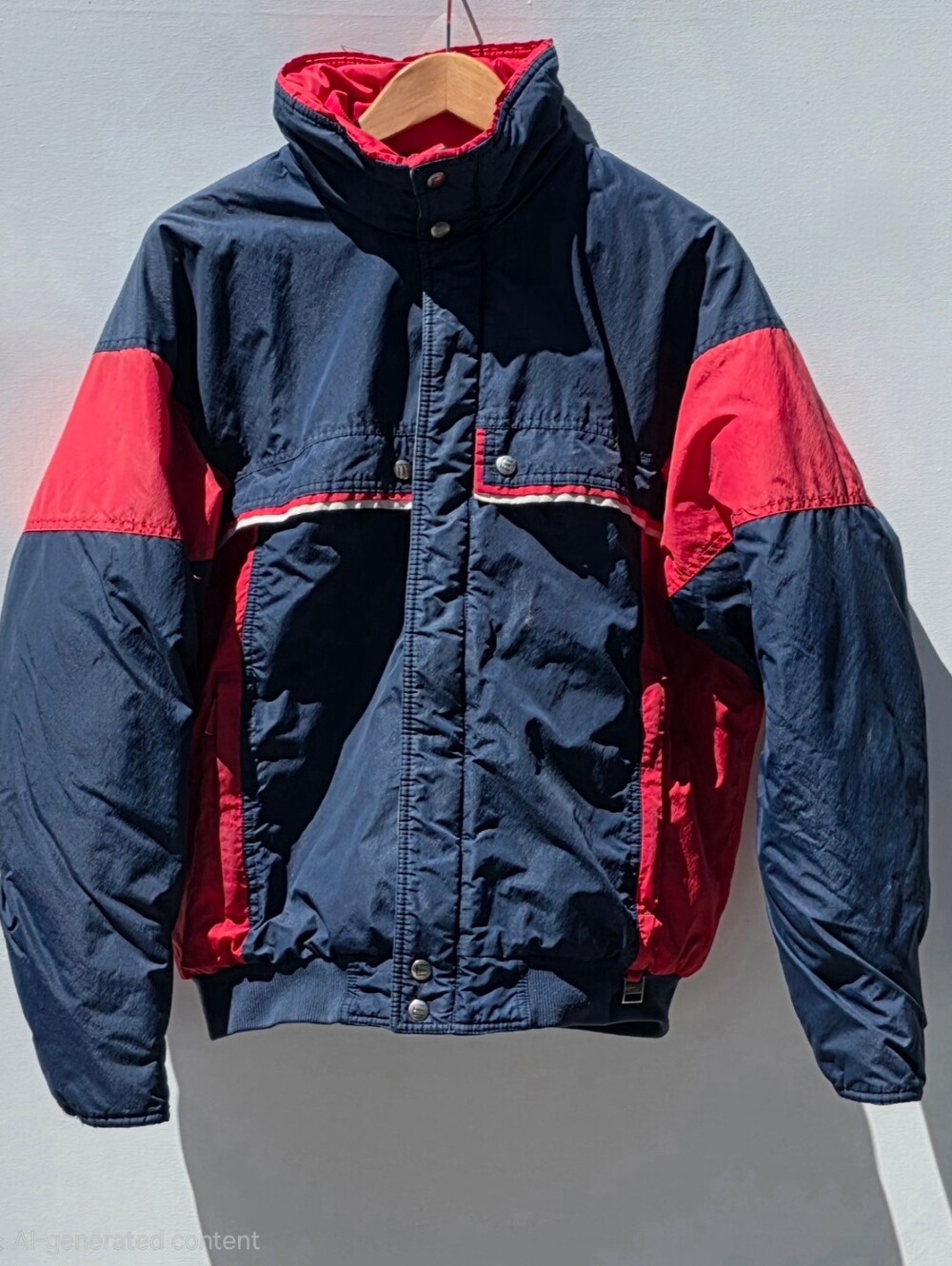 Vintage Inside Edge Men's Navy and Red Colorblock Winter Jacket Size L